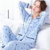 High Quality Large Size Women Cotton Pajamas Button Down Tops and Trousers Set Sleepwear Homewear Printing Nightwear Loungewear