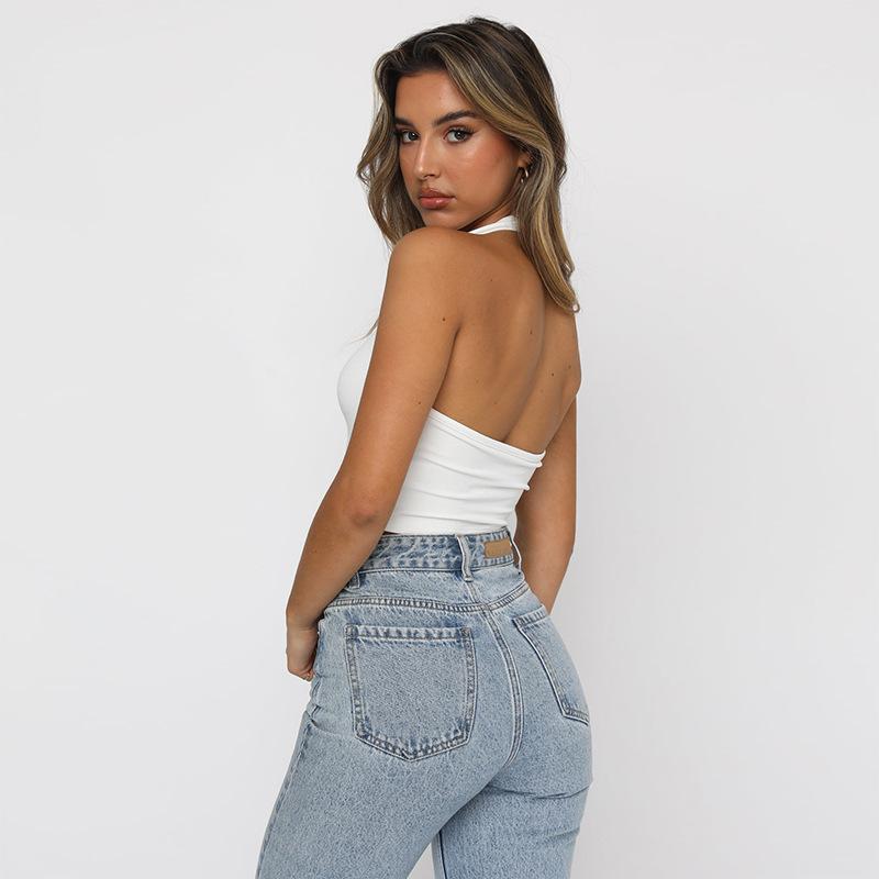 Женские топы на бретелях, повседневный спортивный жилет без рукавов, хлопковые мягкие летние женские укороченные топы с лямкой на спине, облегающие топы на бретельках без рукавов