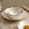 Rice Yellow Petal Bowl Ceramic Tableware Dessert Bowl Thick Soup Bowl Fish Bowls Snack Bowls Molecular Cuisine Tableware