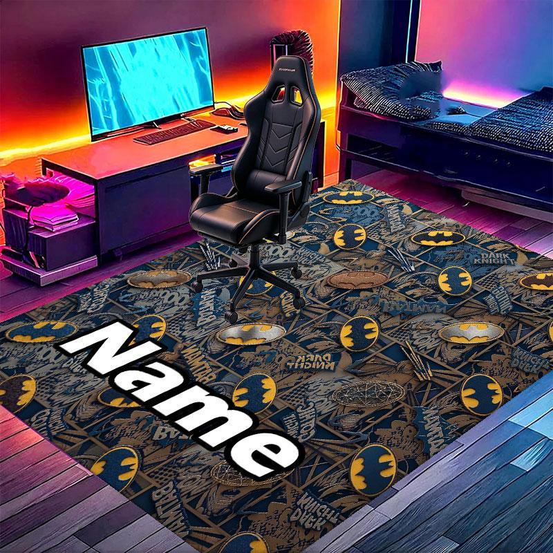 Custom Name Personalized Batman Print Carpet, Versatile Home Decor Rug, for Playroom, Apartment, Balcony, Entryway, Hallway Gift
