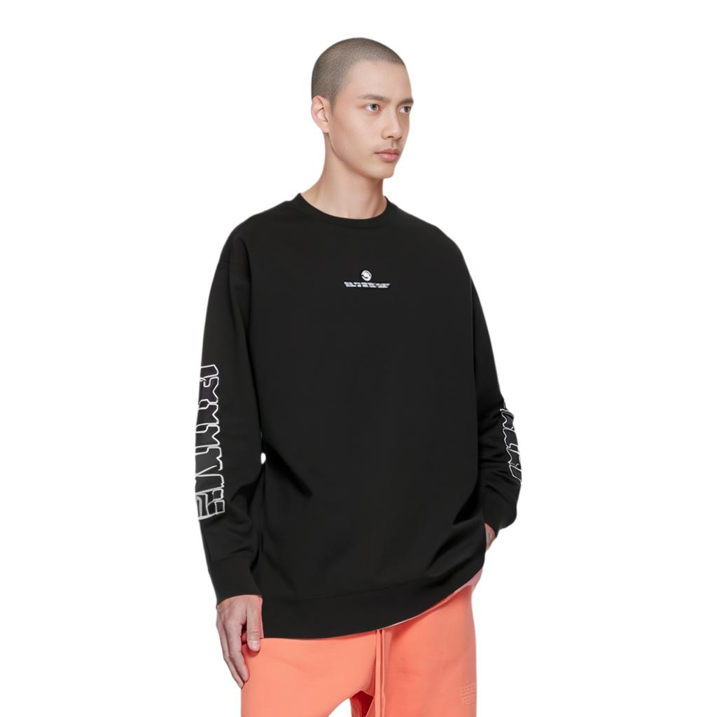 Li Ning Badfive Basketball Series Sports Printed Letter Pullover Sweatshirt Men sweatshirt Black AWDR049-4