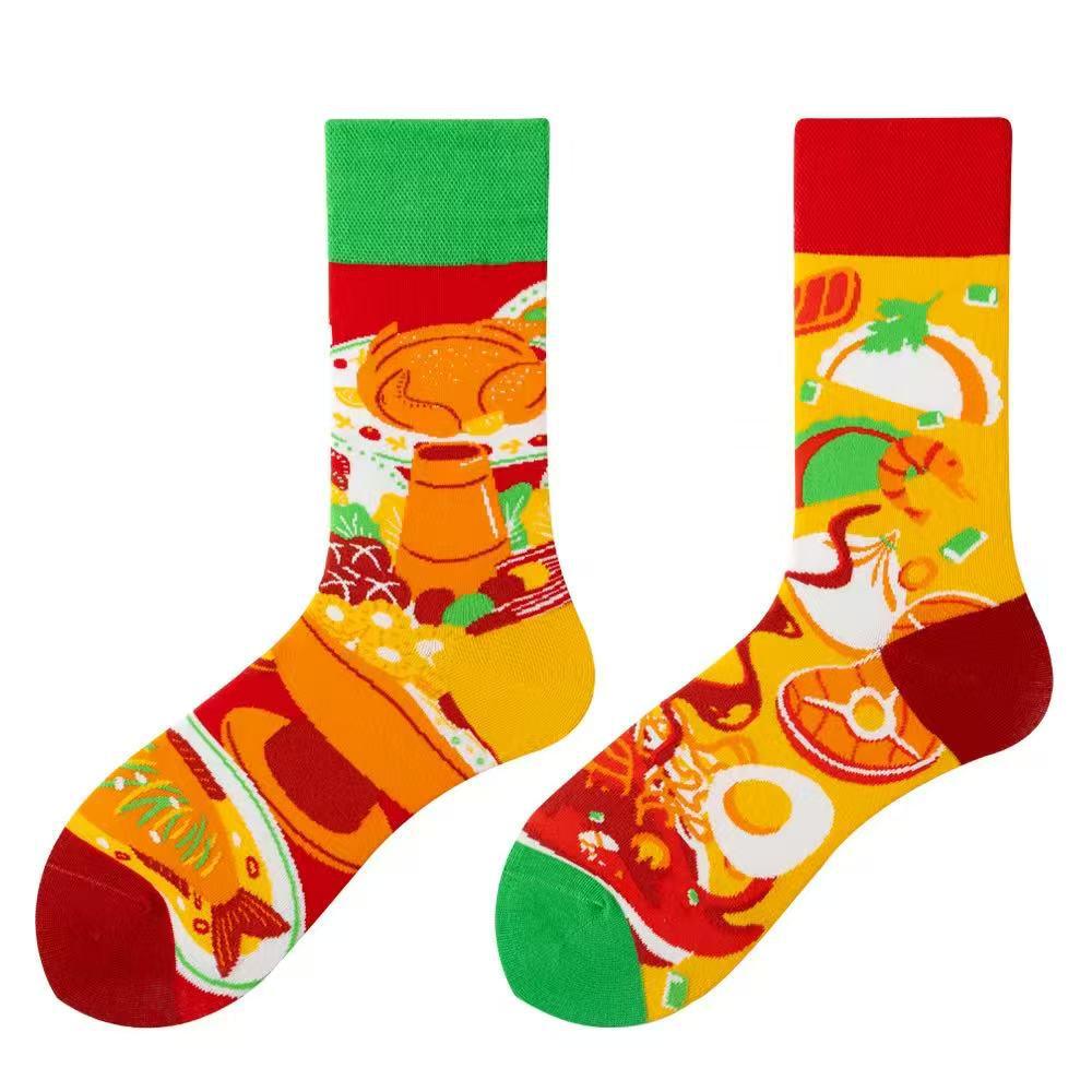 Asymmetric Colorful Christmas Cotton Socks for Couples