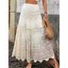 Summer Lace Flower Beach Skirts Women A Line Maxi Skirt Long Flowy Skirt Beach Outfits