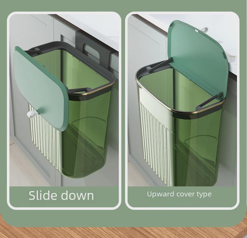 Wall-Mounted Kitchen Waste Bin with Lid - Versatile Trash Basket for Kitchen or Bathroom.
