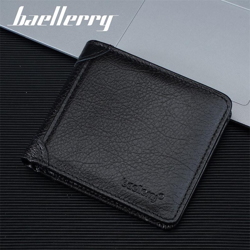 Baellerry Винтажный дизайн Натуральная кожа Короткие кошельки для мужчин Бизнес Держатель для ID-карт Сумки для наличных Денежный кошелек