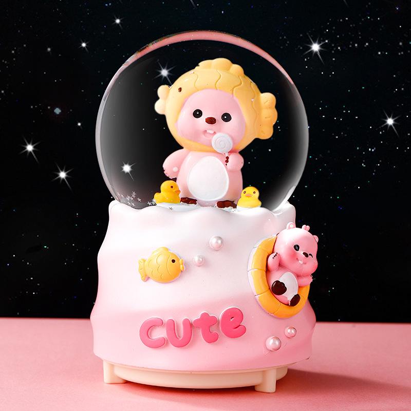 Dreamy Unicorn Crystal Ball Luminous Music Box - Snowflake Gift for Best Friend, Creative Qixi Present