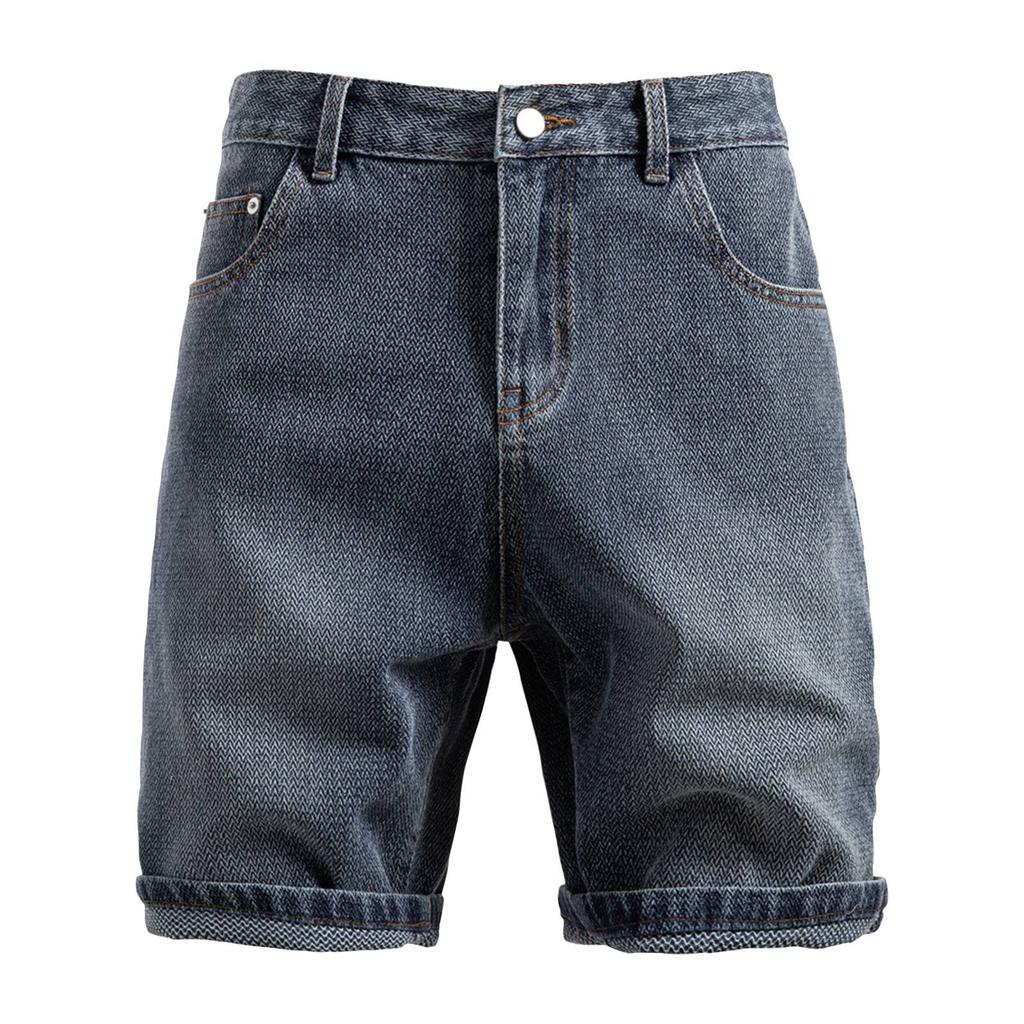 Men's Summer Solid Color Textured Casual Denim Shorts Men's Fashion Shorts