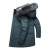 Men's Winter Plus Size Windproof Hair Collar Jacket Men's Warm Hooded Jacket