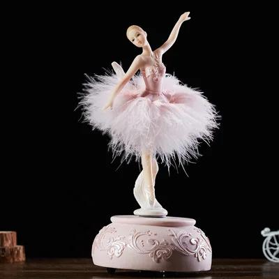 Музыкальная шкатулка в стиле балерины Элегантная танцующая девушка Элегантные фигурки Вращающаяся музыкальная шкатулка Подарок другу Украшение для рабочего стола дома ZG116