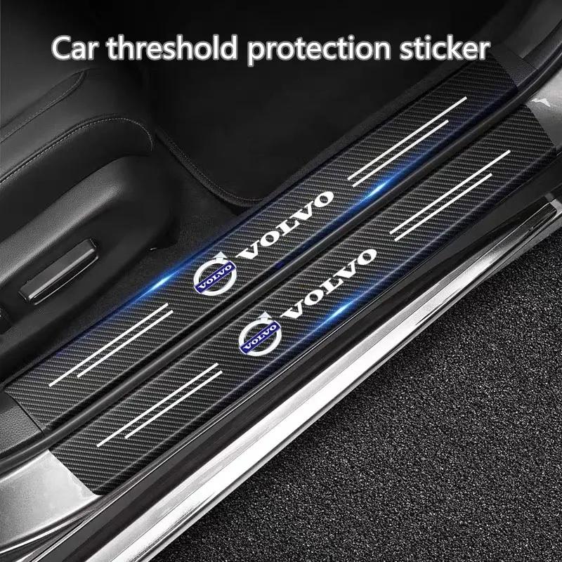 5Pcs Full Protection Door Sill Protector for Volvo XC40 XC60 XC90 S60 S90 V50 V70 V90 V60 V40 S80 EX30 EX90 C40 T5 Carbon Fiber