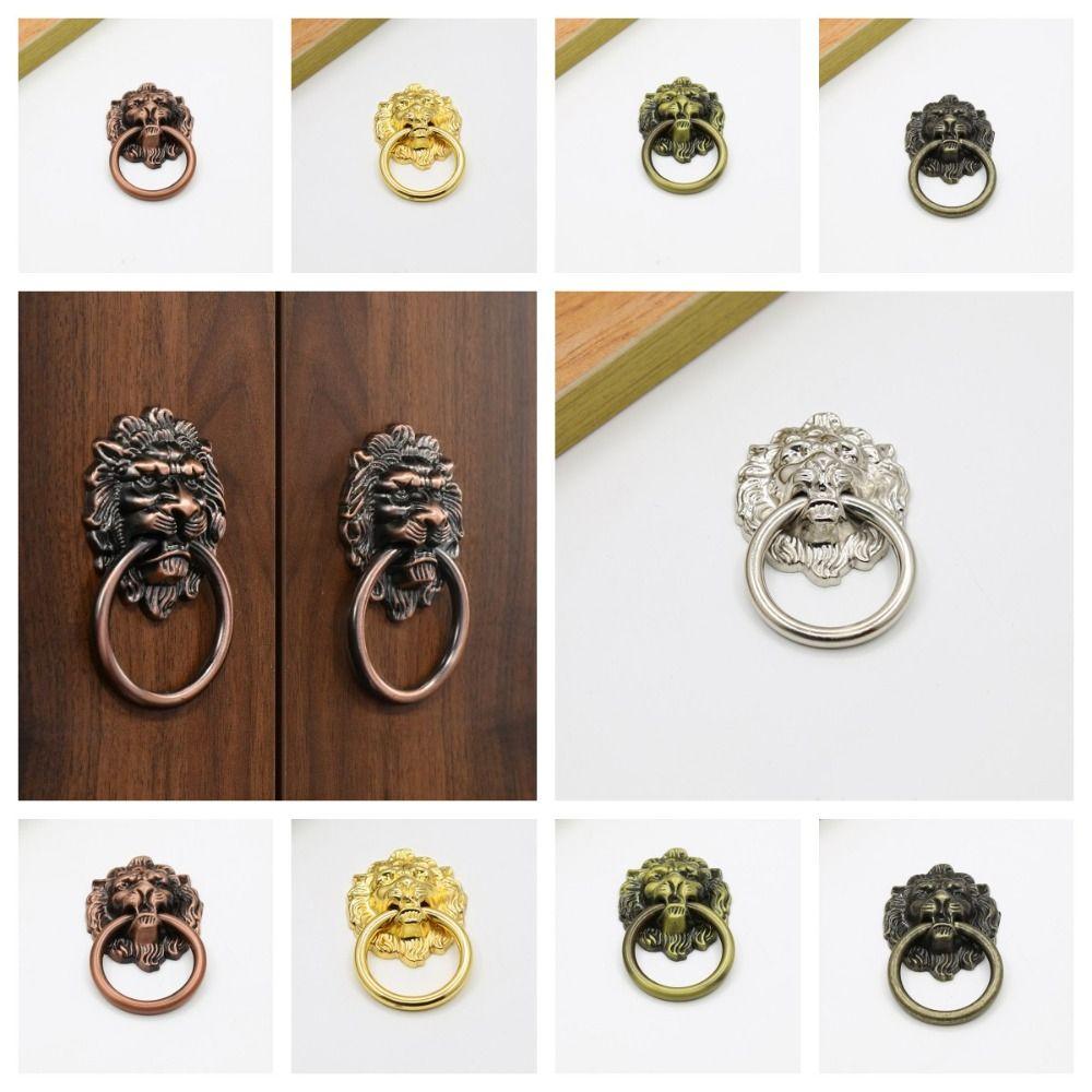 Классическая ручка в виде головы льва с одним отверстием, ручка для шкафа, ретро-антикварные дверные ручки для шкафа