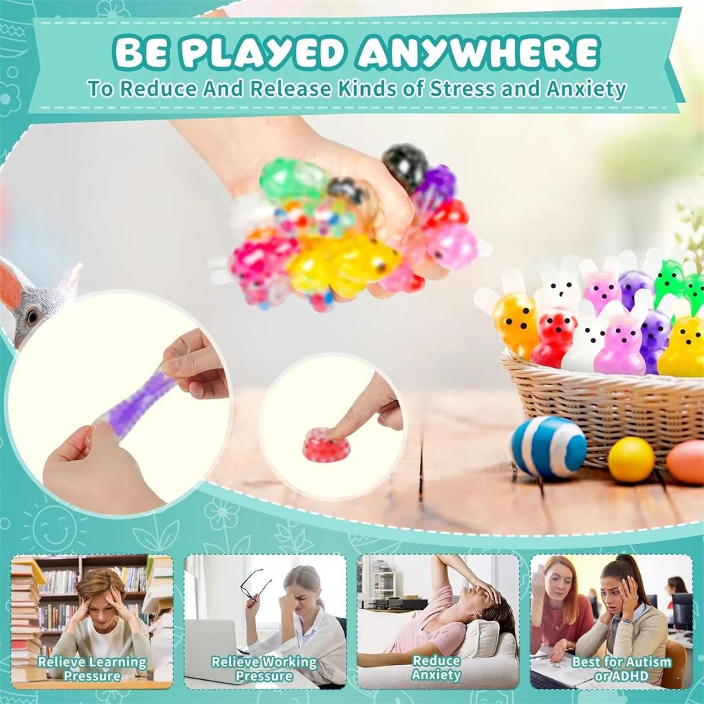 Little Beads Pinch Toys 28pcs Set, Easter Egg Filling Kids Toys Decompression Toys