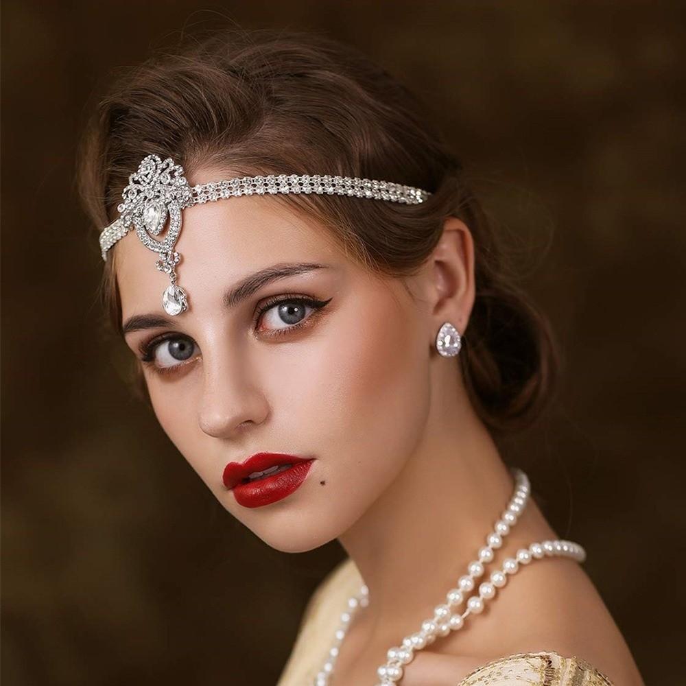 Rhinestone Art Deco Headband Bohemian Style Forehead Chain Water Drop Headwear Hair Accessories