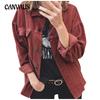 Spring and Autumn Women's Corduroy Buckle Cardigan Long Sleeve Lapel Loose Thickened Jacket
