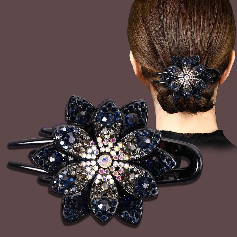Fashion Flower Large Clip Mom Hair Accessories Hair Clips Simple Rhinestone Diamond Plate Hair Duckbill Clip
