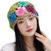 Cotton Crochet Beanie Hat With HollowOut Flower Design Summer Vacation Casual Skull Cap For Women Everyday Wear