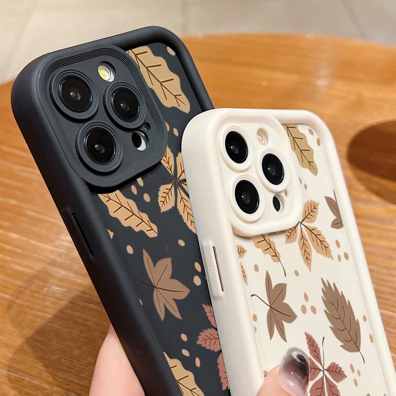 Мягкий чехол для телефона с осенними листьями для iPhone 17 16 15 14 Pro Max 13 12 Pro Max 11 16e Ударопрочный силиконовый чехол из ТПУ конфетного цвета