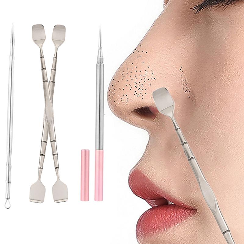 Скребок из нержавеющей стали с двойной головкой для удаления черных точек, инструмент для удаления пятен на лице, удаления прыщей и комедонов