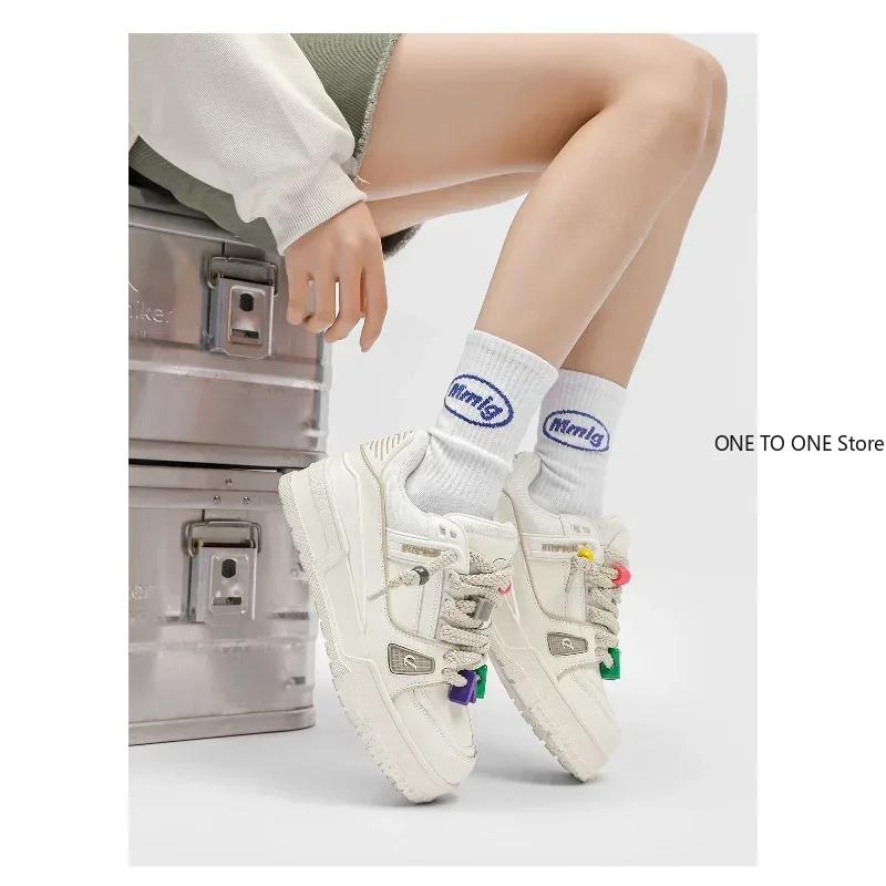 2025 Модная женская обувь Пара Белых Вулканизированных Туфлей Повседневная Обувь На Шнуровке Новые Кроссовки На Платформе Для Уличного Отдыха Zapatos Para Mujeres