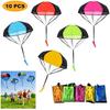 10pcs Tangle-Free Parachute Toys for Youngsters, Colorful Plastic Army Soldiers Guys, Handheld Outdoor Flying Toys for Party Favors