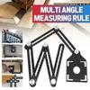 Multi Adjustable Angle Ruler Tile Hole Locator 6 Folding Metal Measuring Ruler Drill Guide Openings Locator 31*5.5*2.6cm