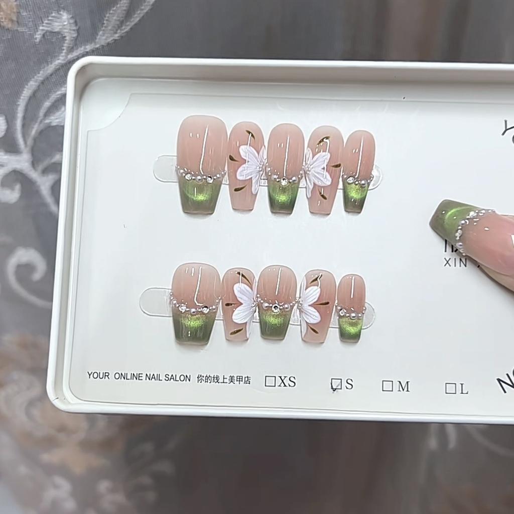 Плетеная вручную броня Зеленый Эльф Ледяной Цветок Расписанные вручную румяна Кошачий глаз Ледяной проницаемый дышащий отбеливающий маникюрный пластырь