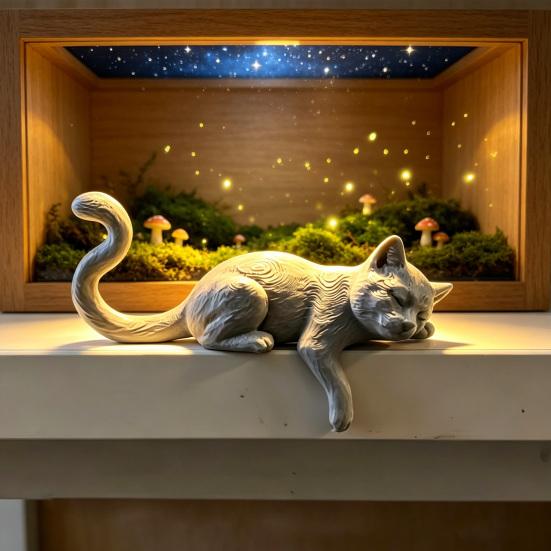 Фигурка ленивого спящего кота 3D-печать Мягкая Милая Настольное украшение Моделирование Настольное украшение для крепления на монитор