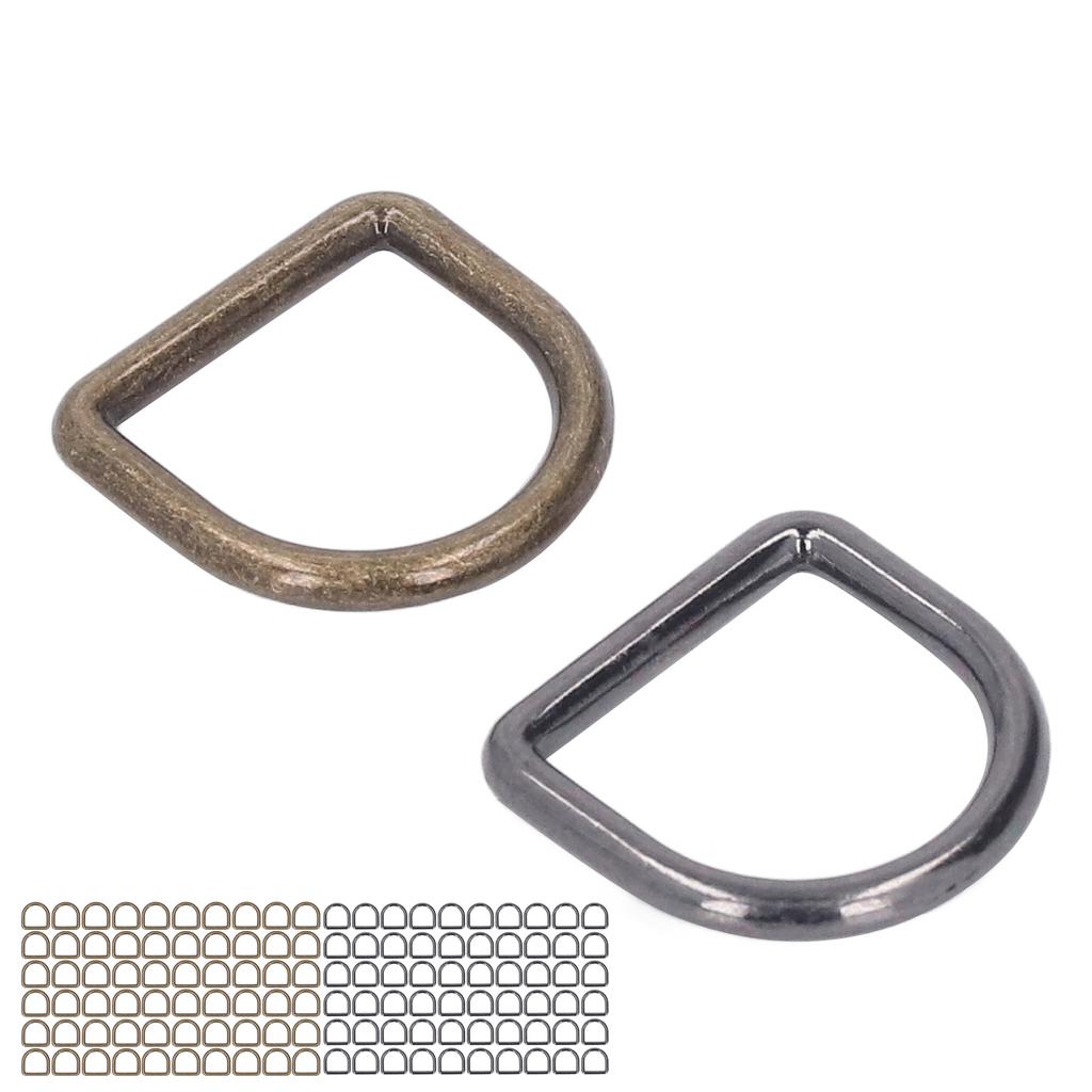 120 шт. Металлические D-образные кольца бронзового и серебристо-черного цвета, глянцевые, нержавеющие, металлические, маленькие D-образные кольца для одежды