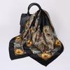 Bohemian Women Muslim Hijab Bandana 90*90cm Print Silk Headkerchief Satin Square Scarf  Office