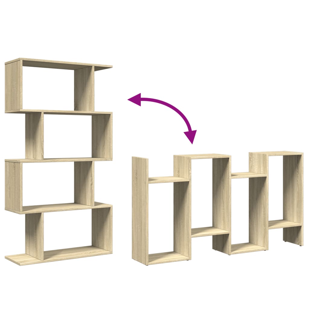 Room Divider Bookshelf with 4 Shelves Sonoma Oak Finish 70 x 24 x 129 cm