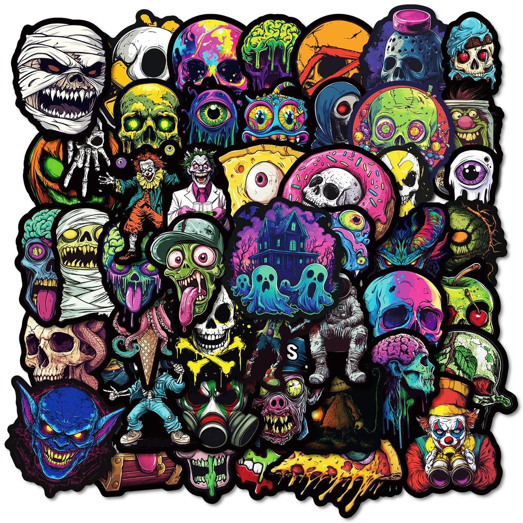 50 New Nordic Style Colorful Skull Series Waterproof Stickers Personalized Graffiti Stickers