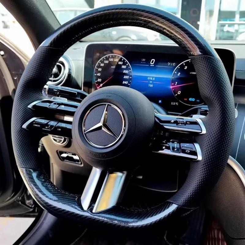 Для Mercedes Benz Class W206 E-Class W213 S-Class W223 Ручная прошивка Карбон белый Кожаный Чехол на Руль Автомобиля