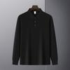 Мужская футболка-поло с длинным рукавом, с лацканами, светло-тарелочного цвета, футболка с длинным рукавом, для среднего и молодого возраста, деловая повседневная, свитер с длинным рукавом, базовая рубашка