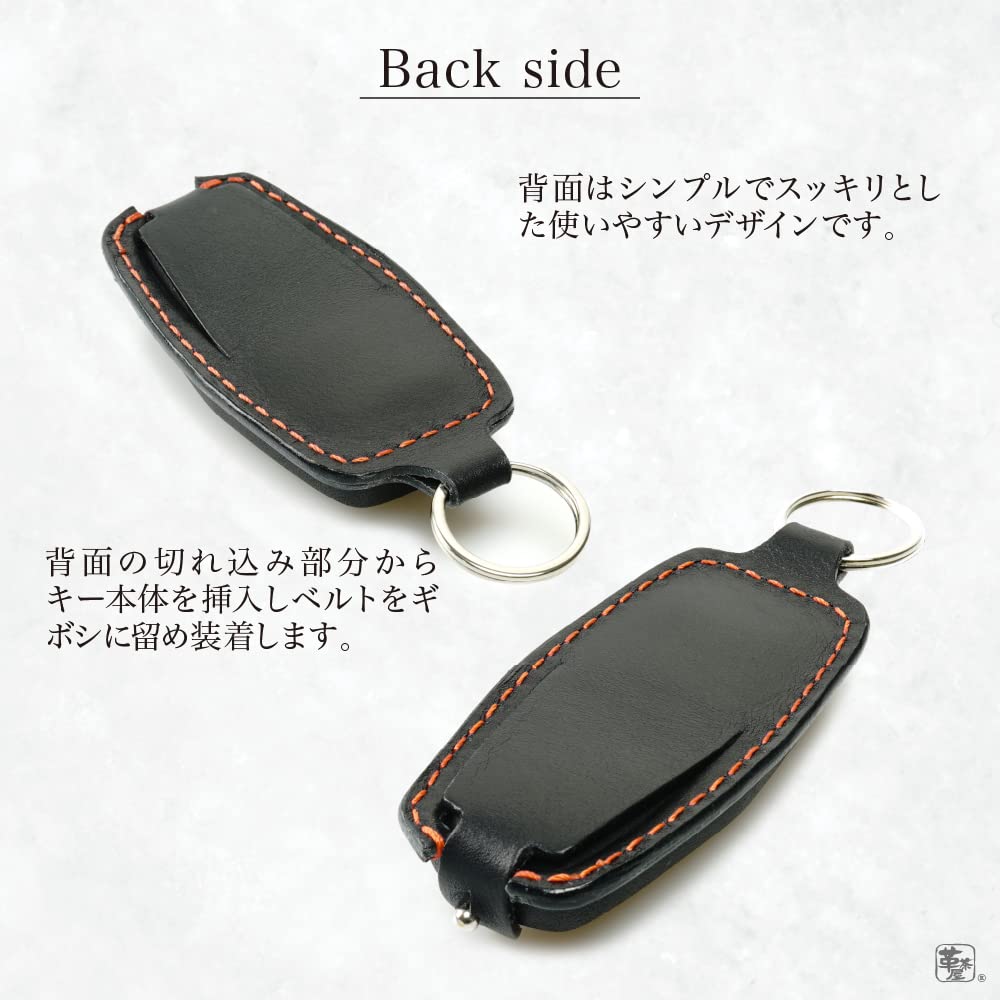 Чехол для смарт-ключа Triton Outlander, чехол для ключа Mitsubishi, натуральная кожа, воловья кожа, сделано в Японии [Kakuchaya] (Черный / оранжевый)