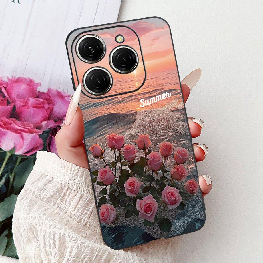 Роскошный матовый силиконовый мягкий чехол для Tecno Spark 20 20Pro 20 Pro+ 4G 5G Spark 20C KJ7 KJ6 KJ5 BG7 Чехол Цветок Любящее Сердце