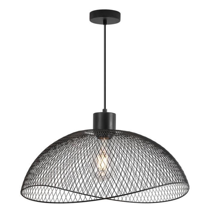 Suspension décorative métal noir grillagé E27 Diam 450mm