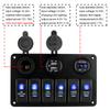 6 Gang Rocker Switch Panel Car Marine Circuit Breaker Dual USB Ports LED Digital Voltmeter DC 12V/24V ON/OFF Lights Waterproof