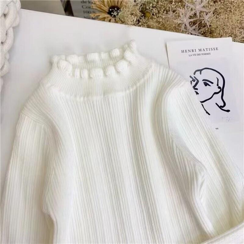 Осенне-зимний детский свитер с воротником для девочек, пуловер, вязаные свитера, детская одежда