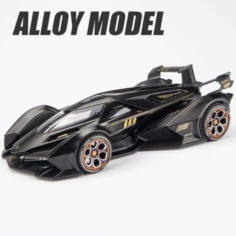 1:24 V12 Vision GT Gran Turismo Сплав Концепт Спортивный Автомобиль Модель Литьевой Металл Симуляция Модель Игрушечного Автомобиля Звук и Свет Подарок для Детей