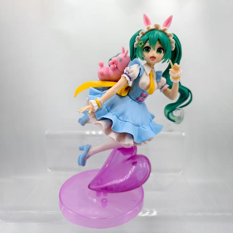 20CM Anime HATSUNE MIKU Figure Noodle Stopper Figure Rabbit Ear Pajamas Model Toy Doll Aciton Figure Collection Gift PVC