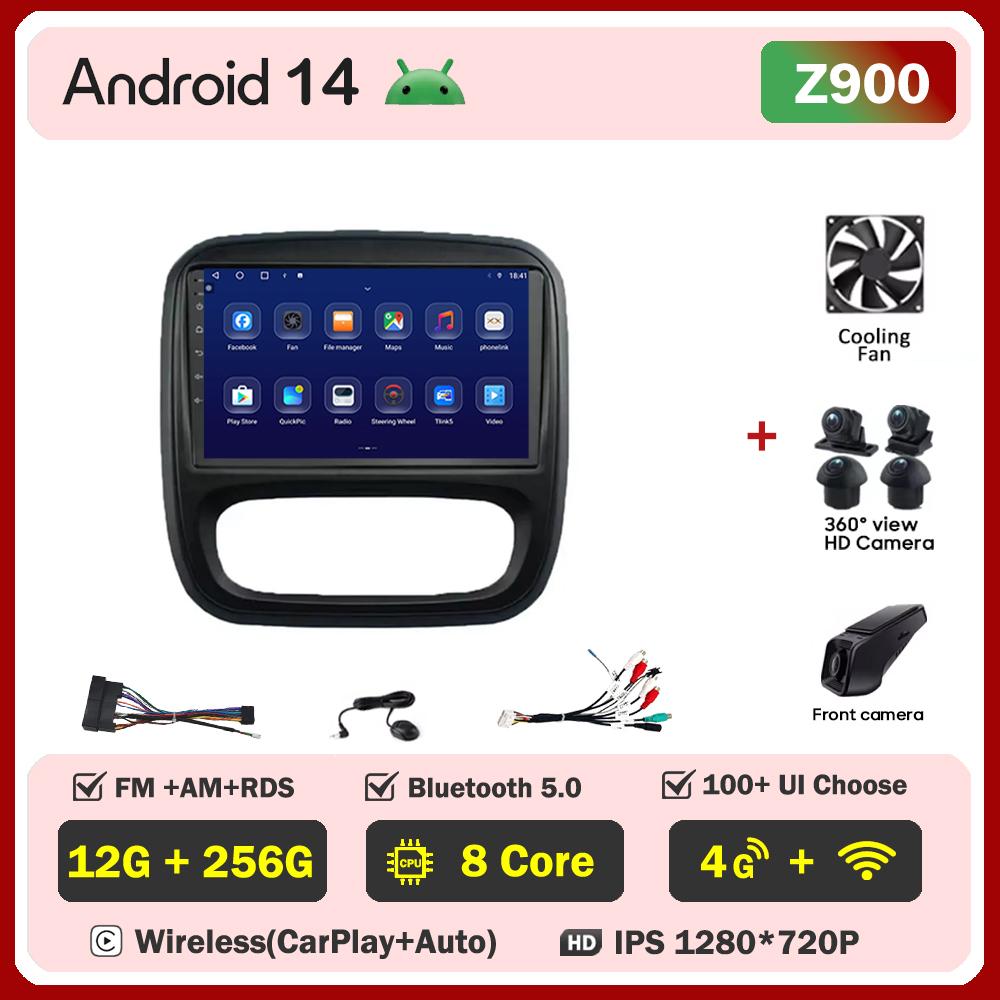 Android 14 интеллектуальные автомобильные системы для Renault Traffic 3 2014 - 2021 для Opel Vivaro B 2014 - 2018 автомобильный радиоплеер стерео головное устройство