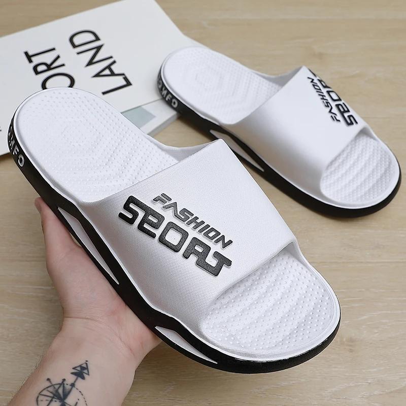 Plus Size Men's Slippers Summer Sport Style Slides Outdoor Anti-slip Thick Sole Breathable Fashion Slip-on Beach Casual Sandals