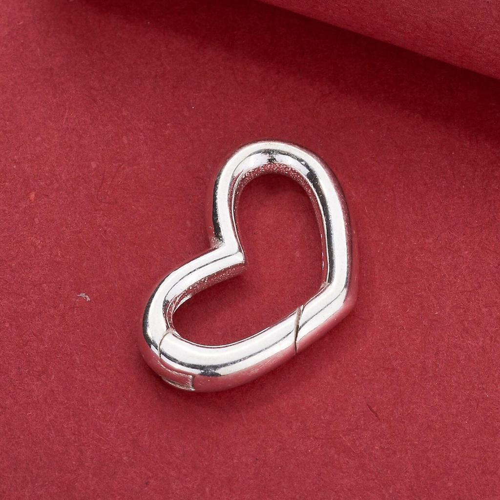 Браслет и Соединитель для Ожерелья из Стерлингового Серебра S925 с Застежкой-Пружиной в Форме Сердца