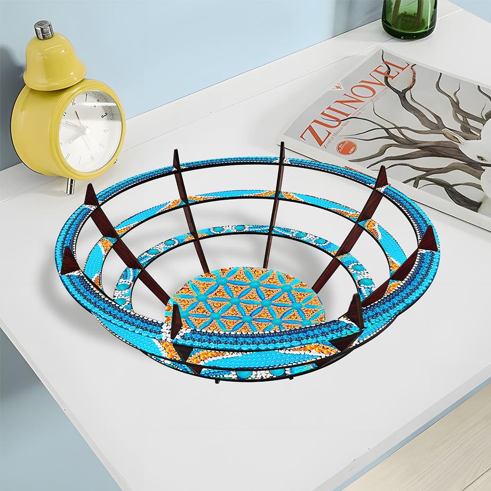 Flower Diamond Painting Wooden Serving Tray Decorative Diamond Painting Dinner Plate Tray Good for Parties Or Bed Food Tray