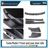 Дверные пороги с карбоновым узором для Tesla Model Y – передние и задние педали Welcome