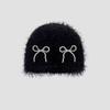 Korean Style Pearls Bow Woolen Hat Colorful Brimless Beanie Cap Knitted Pullover Hat  Women