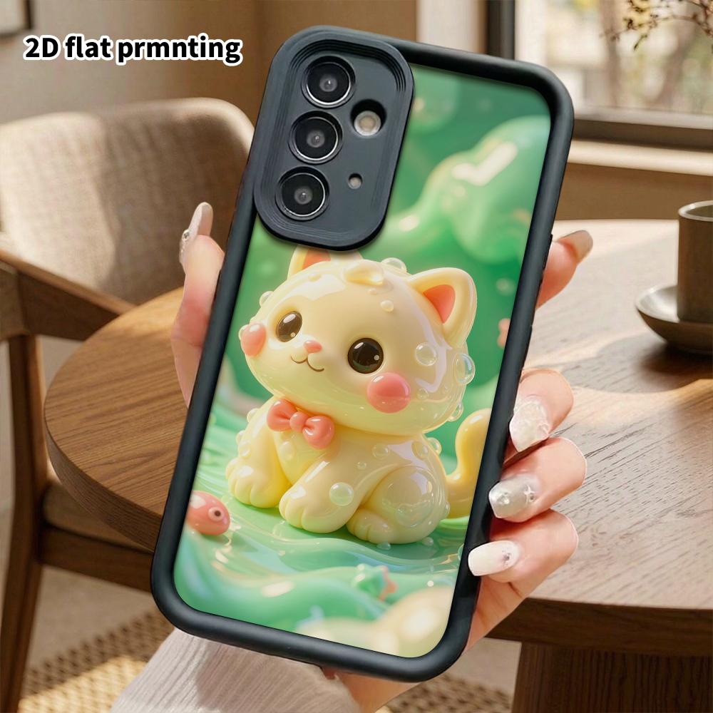 Чехол для телефона: 2D плоский дизайн, подходящий для защитного чехла Samsung Galaxy A34 A35 M05 M06 S20 S22 S21 FE Plus 5G, маленький желтый кот-пузырь, идеальный праздн