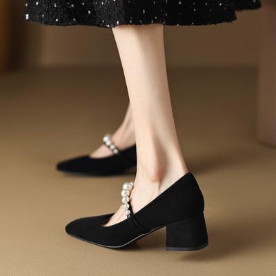 Модные женские туфли-лодочки Mary Janes, винтажные туфли-лодочки, 2024 г., летняя новая мода на толстом квадратном каблуке, женские туфли на среднем каблуке и высоком каблуке