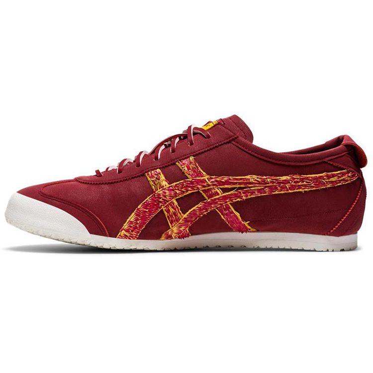 ONITSUKA TIGER Mexico 66 Ткань Синтетическая Кожа Модные Крутые Легкие Низкие Повседневные Кроссовки Унисекс Бордовый Золотой 1183A945-600