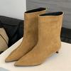 Autumn Winter Pointed Toe Ankle Boots Women Designer Vintage Thin Low Heel Shoes Modern